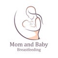 Beauty Nurse Lactating Mom Baby, Mommy Mother breastfeeding Lactation logo illustration Royalty Free Stock Photo