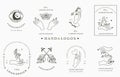 Beauty occult logo collection with hand, butterfly,crystal,moon,eye,star.Vector illustration for icon,logo,sticker,printable and