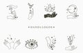 Beauty occult logo collection with hand,geometric,crystal,moon,eye,star.Vector illustration for icon,logo,sticker,printable and