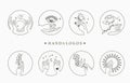 Beauty occult logo collection with hand,geometric,crystal,moon,eye,star.Vector illustration for icon,logo,sticker,printable and