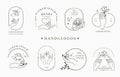 Beauty occult logo collection with hand,geometric,rose,moon,star,flower.Vector illustration for icon,logo,sticker,printable and