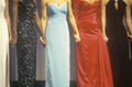 Beauty pageant contestants in gowns