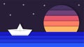 Beauty Paper art of sailing boat sunset vector illustration, good for abstract background,wallpaper and backdrop Royalty Free Stock Photo