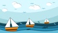Beauty Paper cut of sailing boat vector illustration, good for abstract background,wallpaper and backdrop