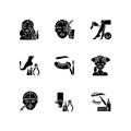 Beauty parlor black glyph icons set on white space