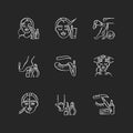 Beauty parlor chalk white icons set on black background