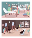 Beauty parlor flat color vector illustration set