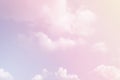Beauty pastel sky soft color cloud sweet background with fluffy on sky. multi color rainbow image. magic colorful violet yellow pi