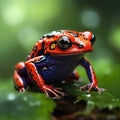 Beauty of phantasmal poison frog after the rain on tree
