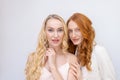 Beauty picture gorgeous happy optimistic beautiful blonde and redhead women