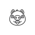 Beauty piggy face emoticon line icon Royalty Free Stock Photo