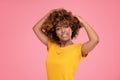 Beauty portrait of African American girl with afro hair. Real people lifestyle Royalty Free Stock Photo