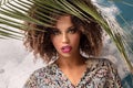 Woman with afro hairstyle and glamour makeup Royalty Free Stock Photo