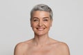 Beauty Portrait Of Attractive Nude Mature Woman With Short Hair Royalty Free Stock Photo