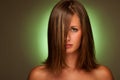 Beauty portrait of attractive young woman with green aura Royalty Free Stock Photo