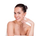 Beauty Portrait. Beautiful Spa Woman Touching her Face Royalty Free Stock Photo