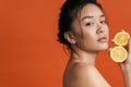 Beauty portrait of a beautiful topless young asian woman Royalty Free Stock Photo