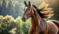 Beauty portrait of brown horse. Domestic animal Royalty Free Stock Photo