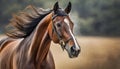 Beauty portrait of brown horse. Domestic animal Royalty Free Stock Photo