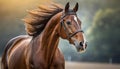 Beauty portrait of brown horse. Domestic animal Royalty Free Stock Photo