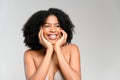 Beauty portrait with a charming African-American woman in white