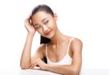 Beauty portrait of cute Asian woman with dreaming face Royalty Free Stock Photo