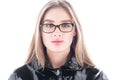 Beauty portrait of a face, in a high key. Beautiful young woman wearing glasses Royalty Free Stock Photo