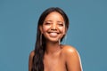 Beauty portrait of happy, adorable african american young woman with toothy smile Royalty Free Stock Photo