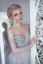 Beauty portrait of pretty bride wearinBeauty portrait of pretty Royalty Free Stock Photo