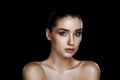 Beauty Portrait of Pretty Woman with Strobing Makeup. Wet Body E Royalty Free Stock Photo