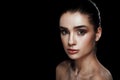 Beauty Portrait of Pretty Woman with Strobing Makeup. Wet Body E Royalty Free Stock Photo