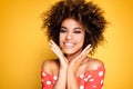 Beauty portrait of smiling girl with afro. Royalty Free Stock Photo