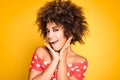 Beauty portrait of smiling girl with afro. Royalty Free Stock Photo