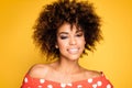 Beauty portrait of smiling girl with afro. Royalty Free Stock Photo