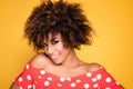 Beauty portrait of smiling girl with afro. Royalty Free Stock Photo