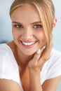 Beauty Portrait Of Woman With Beautiful Smile Fresh Face Smiling