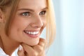 Beauty Portrait Of Woman With Beautiful Smile Fresh Face Smiling