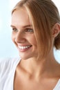 Beauty Portrait Of Woman With Beautiful Smile Fresh Face Smiling