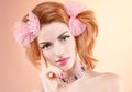 Beauty portrait woman, eyelashes, natural makeup Royalty Free Stock Photo