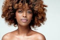 Beauty portrait of young attractive afro woman with perfect skin and delicate glamour makeup Royalty Free Stock Photo