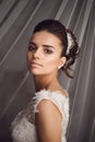 Beauty portrait of young bride. Perfect makeup and hairstyle. Royalty Free Stock Photo