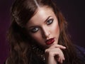 Beauty portrait of young brunette woman with creative makeup Royalty Free Stock Photo