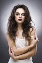 Beauty portrait of the young woman with a vanguard make-up Royalty Free Stock Photo