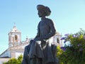 The beauty of Portugal - Church Santa Maria in the city center of Lagos with the sculpture of Infante D. Henrique