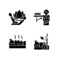 Beauty procedures black glyph icons set on white space