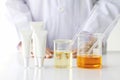 Beauty product concept, Doctor and medicine experiments, Pharmacist formulating the chemical for cosmetic