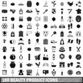100 beauty product icons set, simple style Royalty Free Stock Photo