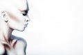 Beauty profile picture of female with white bodyart Royalty Free Stock Photo