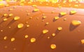 shiny water drops on orange colour background