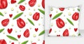 Beauty Red Tulips Seamless Pattern Vector Illustration. White Background Royalty Free Stock Photo